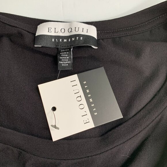 Eloquii Elements black knit shift dress ruching diagonal hem short sleeve 3X - Picture 5 of 5